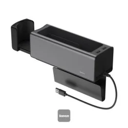 Baseus car organizer cup holder charging 2x USB HUB silver